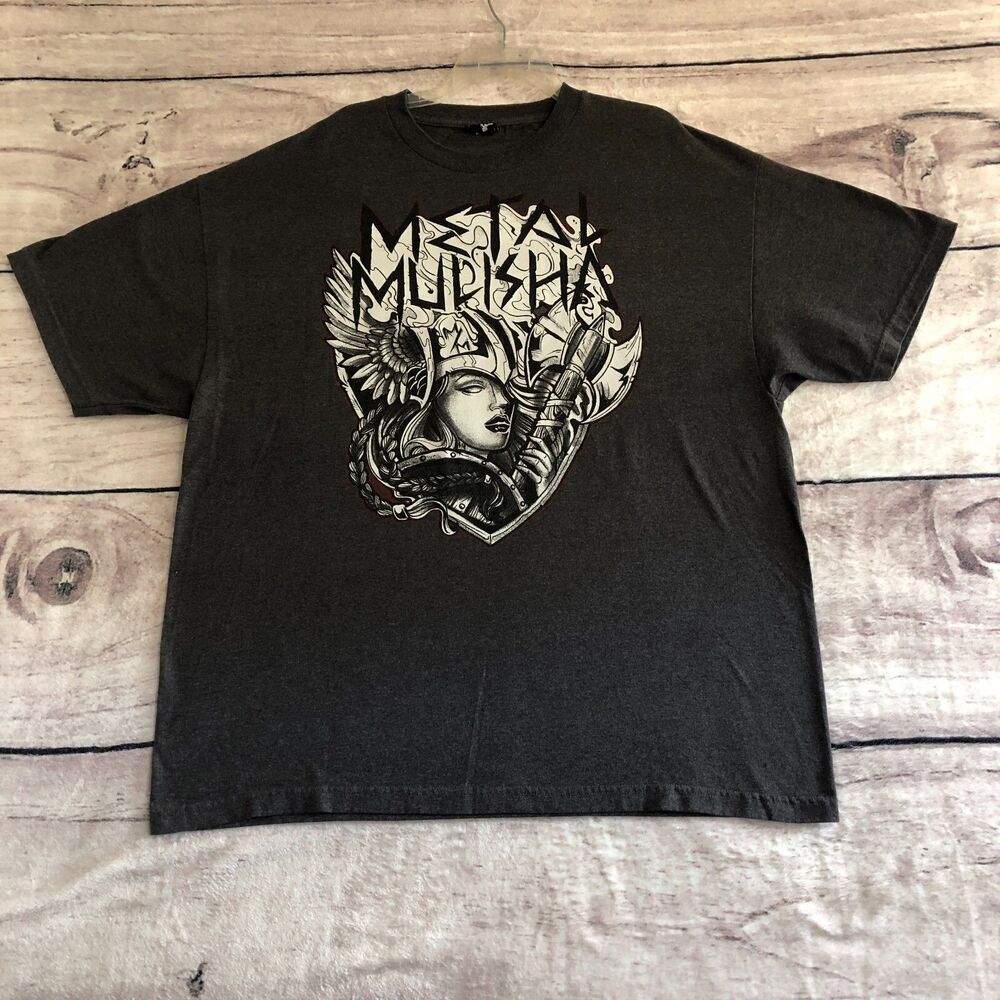 Metal Mulisha T Shirt Medium Mens Gray Viking Princess Valhalla Valkyrie Norse
